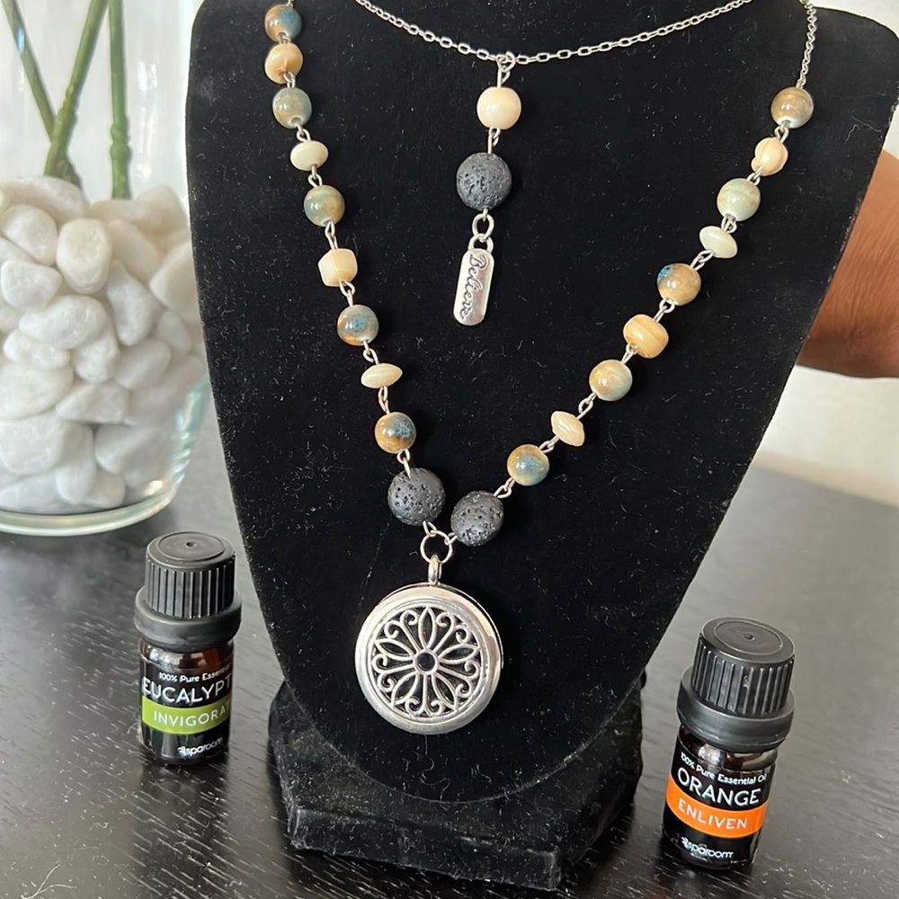Essential Oil/ Perfume Beaded Pendant Locket Necklace Aromatherapy